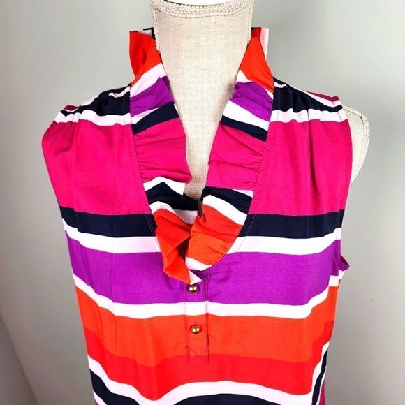 SOUTHERN FROCK WOMEN'S SHIFT SLEEVELESS RUFFLE NECKLINE DRESS SIZE LARGE - Picture 2 of 8